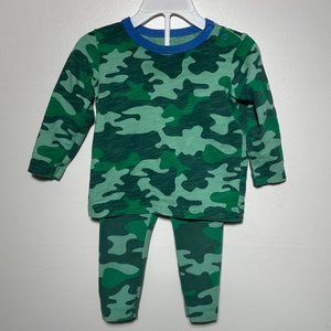 Primary | Bright Green Camo | Long Sleeve Shirt and Leggings Set | 6-12 month